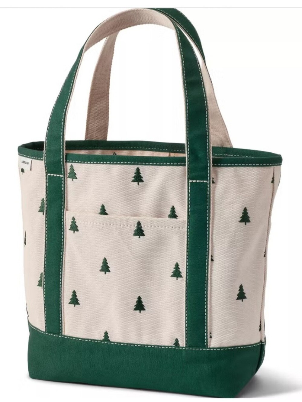 NWT Land's End Canvas Embroidered Evergreen Tree Tote NEW IN BAG